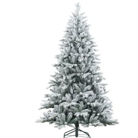 7 Ft Snow Flocked Artificial Christmas Tree With 1401 Tips, Foldable Metal Stand, Easy Assembly, Hinged Xmas Tree For Home, Office, Holiday, Gree