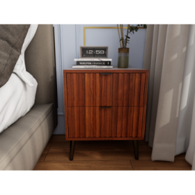 Wooden Nightstand With 2 Drawers