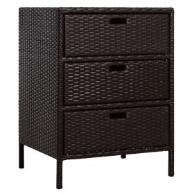 Outsunny 32" Poolside Rattan Wicker Patio Organizer Storage Cabinet with 3 Large Drawers & Weather-Fighting Materials