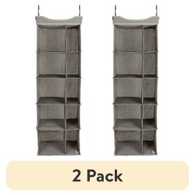 (2 Pack)Charleston10-Compartment Hanging Closet Organizer, Fabric, 16"W x 12"D x 48"H