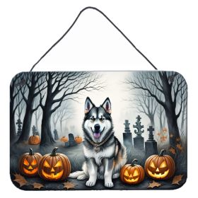 NEW Alaskan Malamute Spooky Halloween Wall or Door Hanging Prints Aluminum Metal Sign Kitchen Wall Bar Bathroom Plaque Home Decor, 8HX12W, Multicolor