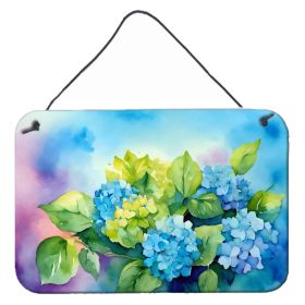 NEW Hydrangeas in Watercolor Wall or Door Hanging Prints Aluminum Metal Sign Kitchen Wall Bar Bathroom Plaque Home Decor, 8HX12W, Multicolor