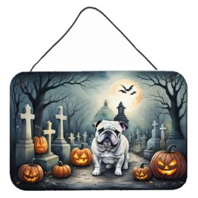 NEW English Bulldog Spooky Halloween Wall or Door Hanging Prints Aluminum Metal Sign Kitchen Wall Bar Bathroom Plaque Home Decor, 8HX12W, Multicolor