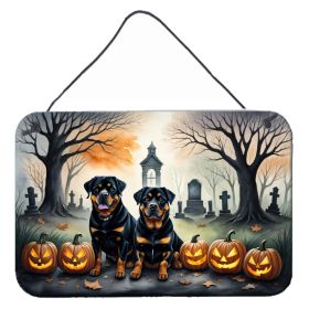 NEW Rottweiler Spooky Halloween Wall or Door Hanging Prints Aluminum Metal Sign Kitchen Wall Bar Bathroom Plaque Home Decor, 8HX12W, Multicolor