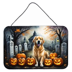 NEW Golden Retriever Spooky Halloween Wall or Door Hanging Prints Aluminum Metal Sign Kitchen Wall Bar Bathroom Plaque Home Decor, 8HX12W, Multicolor