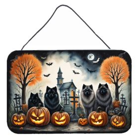 NEW Keeshond Spooky Halloween Wall or Door Hanging Prints Aluminum Metal Sign Kitchen Wall Bar Bathroom Plaque Home Decor, 8HX12W, Multicolor