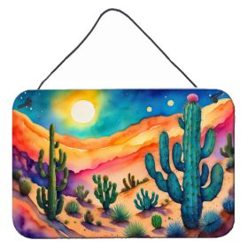 NEW Cactus in Color Wall or Door Hanging Prints Aluminum Metal Sign Kitchen Wall Bar Bathroom Plaque Home Decor, 8HX12W, Multicolor