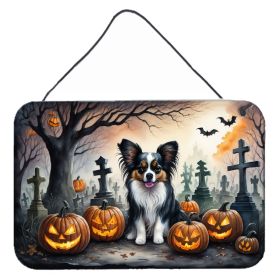 NEW Papillon Spooky Halloween Wall or Door Hanging Prints Aluminum Metal Sign Kitchen Wall Bar Bathroom Plaque Home Decor, 8HX12W, Multicolor