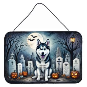 NEW Siberian Husky Spooky Halloween Wall or Door Hanging Prints Aluminum Metal Sign Kitchen Wall Bar Bathroom Plaque Home Decor, 8HX12W, Multicolor