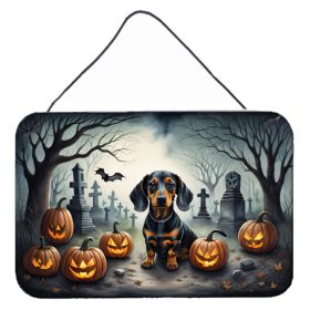 NEW Dachshund Spooky Halloween Wall or Door Hanging Prints Aluminum Metal Sign Kitchen Wall Bar Bathroom Plaque Home Decor, 8HX12W, Multicolor