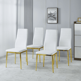 Chair Set Of 4,GOLDEN COLOR LEG,WHITE SEAT