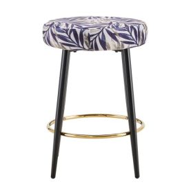 Counter Height Bar Stools Set Of 2, PU Kitchen Stools Upholstered Dining Chair Stools 24 Inches Height With Golden Footrest For Kitchen Island Co (Option: Golden Black)