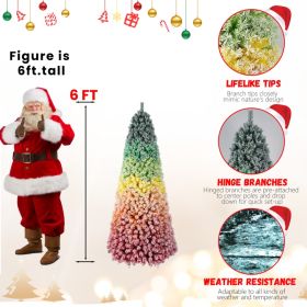PVC Rainbow Flocking Tree (Option: 6Ft)