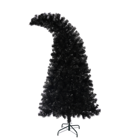 6-foot Artificial Christmas Tree With LED Lights, Pre-lit Curved Artificial Christmas Tree With 900 Tips, Black Christmas Tree (Option: 6Ft)
